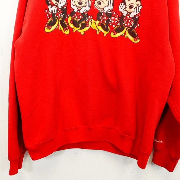 VINTAGE DISNEY MICKEY Women's Red Sweater 2X XXL Oversized Stretch Crewneck - Picture 5 of 12